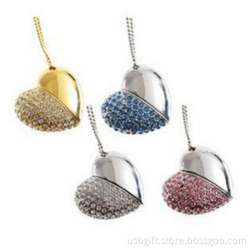 Jewelry USB flash drive, Swarovski crystal heart style, 16GB